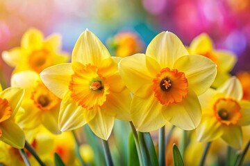 Vibrant Spring Daffodils: A Macro Photography Journey Through Fresh Narcissus Flowers Creating a Beautiful Floral Background for Nature Lovers and Garden Enthusiasts
