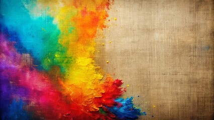 Fototapeta premium Vibrant Stain of Color on Canvas with Right Position for Copy Space, Ideal for Artistic Backgrounds and Creative Projects, Showcasing Abstract Artistic Expression