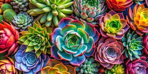 Vibrant Succulent Greeting Card Design: Top View Floral Composition