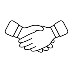 Handshake Symbol Outline Vector Illustration. This image depicts two hands clasped together in a traditional gesture of agreement, partnership, or greeting.