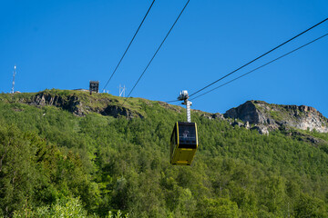 Tromso, Norway - 07.04.2024: Fjellheisen cable car in Tromso, Norway