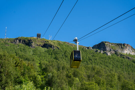 Tromso, Norway - 07.04.2024: Fjellheisen cable car in Tromso, Norway