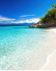Fototapeta premium Breathtaking Turquoise Waters Meet Golden Sands on a Tranquil Beach Retreat