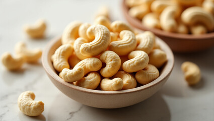 Fototapeta premium Cashews: Delicious, crunchy, and nutritious nuts. Perfect for healthy snacking, cooking, or gourmet treats. Enjoy roasted, salted, or raw for any occasion.