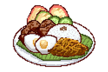 Pixel Art Indonesian Food Illustration