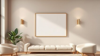 A chic and modern wall art mockup featuring a sleek frame, perfect for adding a touch of style to any room, stylish, visual