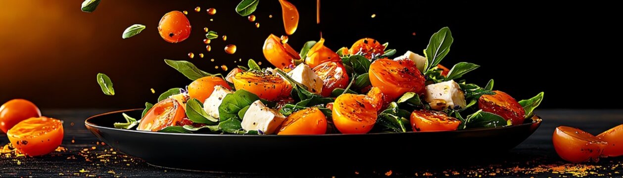 French chevre chaud salad with honey dressing, Provence s lavender fields glowing in golden light