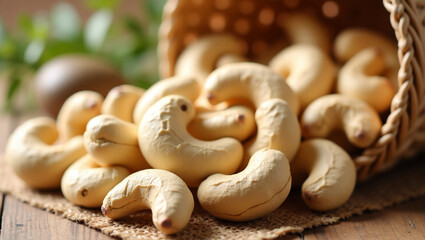 Cashews: Delicious, crunchy, and nutritious nuts. Perfect for healthy snacking, cooking, or gourmet treats. Enjoy roasted, salted, or raw for any occasion.
