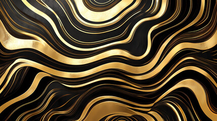 Elegant golden and black abstract background with minimal mirrored symmetry captivating kaleidoscopic reflected patterns dynamic abstract geometric compositions. Mirrored. Illustration