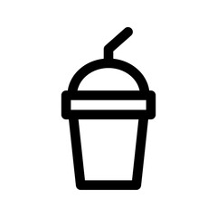 A plastic cup of soft drink with a straw icon, take away