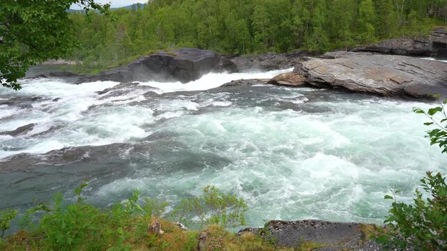 Malselvfossen waterfall in Norway in summer
