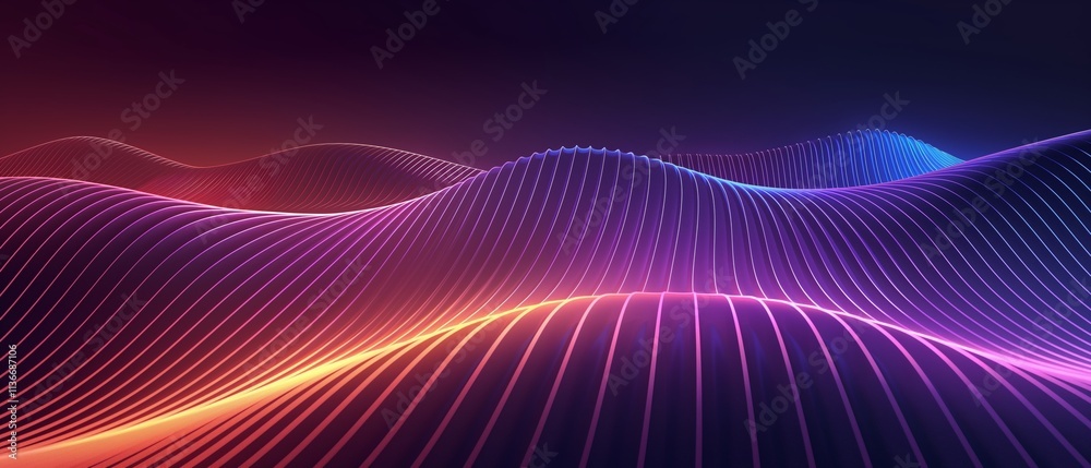 Canvas Prints colorful, abstract image of a wave with a purple and orange hue. the image is full of dots and lines