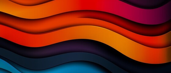 Colorful, wavy line drawing with a blue and orange stripe. The colors are vibrant and the lines are curvy, giving the impression of movement and energy. Scene is lively and dynamic