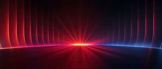 Obraz premium Dark red and blue background with a bright red light shining down. The light is focused on the center of the image