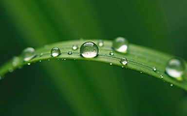 Macro Shot of Raindrops on a Leaf