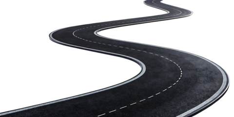 Black road PNG isolated on white background.AI GENERATED