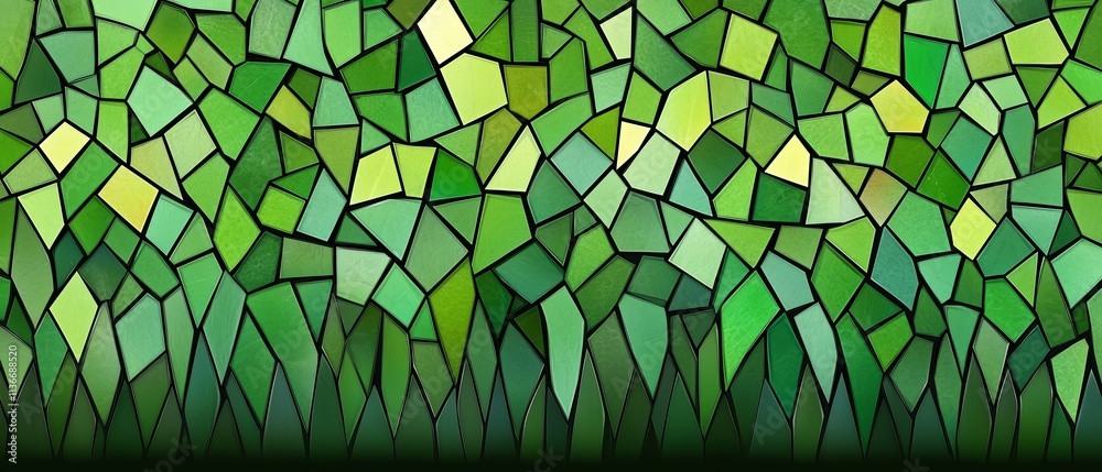 Poster green mosaic background with green squares. the squares are arranged in a way that creates a pattern
