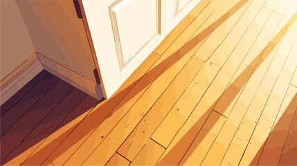 Obraz premium Morning Sunlight Casting Door Frame Shadow on Wooden Floor