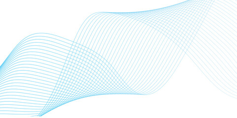 Abstract soft blue glowing wave curved lines background. Digital frequency track equalizer. Vector illustration.