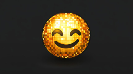 Fototapeta premium Disco ball emoji icon on black background. Mirrored. Illustration