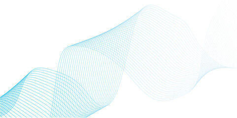 Abstract soft blue glowing wave curved lines background. Digital frequency track equalizer. Vector illustration.