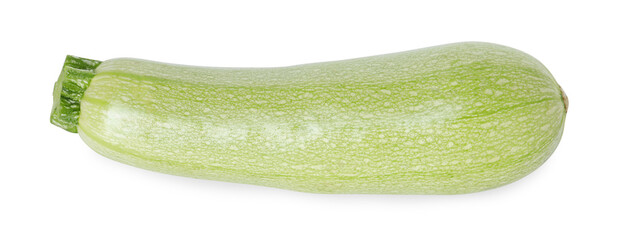 One fresh ripe zucchini isolated on white, top view