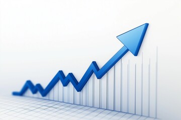 An upward-trending blue graph with a bold blue arrow, symbolizing growth and success, set against a clean white background for a professional look.