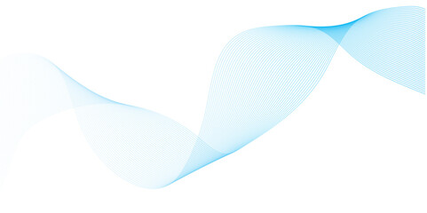 Abstract soft blue glowing wave curved lines background. Digital frequency track equalizer. Vector illustration.