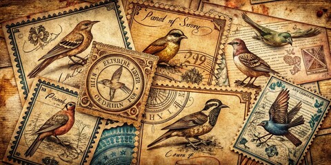 Fototapeta premium Vintage Ink Stamp Texture: A Timeless Collection of Distressed, Aged Paper Patterns with Intricate Designs, Perfect for Retro Projects, Invitations, and Crafting Enthusiasts