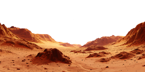 martian landscape isolated on transparent background.AI GENERATED