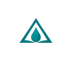 Fototapeta premium AquaTriangle: Abstract logo design featuring a water droplet inside a triangle, symbolizing purity, balance, and knowledge. Perfect for eco-friendly businesses, wellness brands.