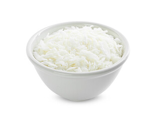 Soy wax in bowl isolated on white