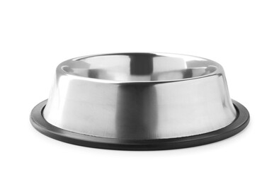 Empty feeding bowl for pet food isolated on white