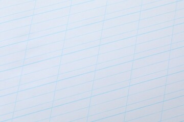 Copybook paper sheet as background, top view. School stationery