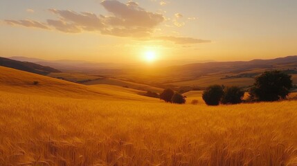 Fototapeta premium Golden wheat held in hand during sunset in a field