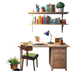 illustration of a place to study at home