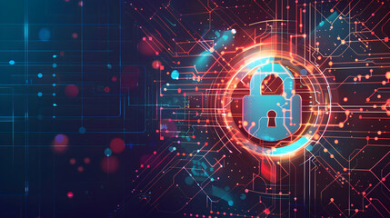  Digital Lock and Key Symbolizing Cybersecurity and Data Protection