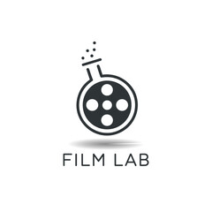 film lab logo. film reel laboratory icon