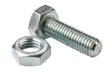  hex nut and bolt isolated on white background PNG.AI GENERATED