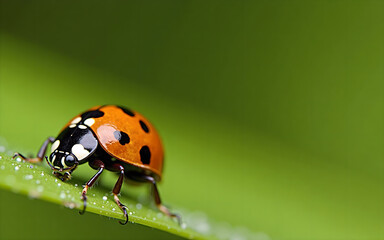 Fototapeta premium Macro Shot of a Ladybug on a Leaf