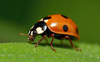 Fototapeta premium Macro Shot of a Ladybug on a Leaf