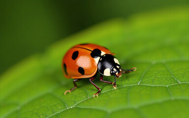 Fototapeta premium Macro Shot of a Ladybug on a Leaf
