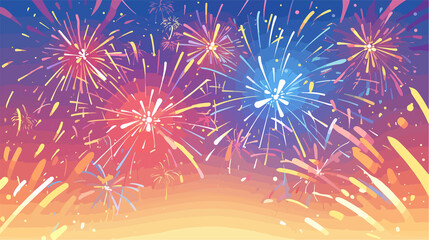 Naklejka premium Happy Independence Day Card with Fireworks Celebration for 4th July