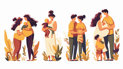 Joyful Pregnancy: Smiling Pregnant Woman, Happy Mom, Cheerful Man, Loving Father, and Wellness in Family