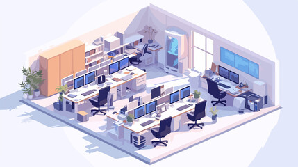 Isometric Business Offices with Different Workspaces