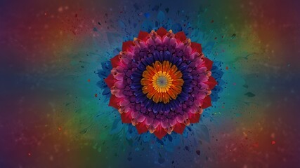 ABSTRACT DIGITAL ART OF VIBRANT COLOURED  FLOWER LIKE DESIGN 