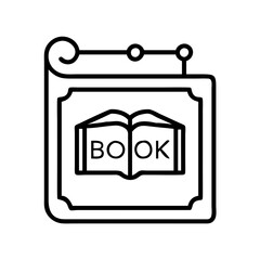 bookstore sign icon, book lovers day line art, book lovers day icon - simple black line art icon of bookstore sign, for book lovers day celebrations. book lovers day vector art.