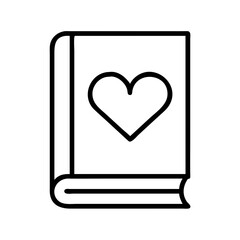 book with a heart icon, book lovers day line art, book lovers day icon - simple black line art icon of book with a heart, for book lovers day celebrations. book lovers day vector art.