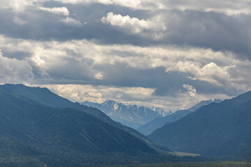 Fototapeta premium Beautiful view of Belukha mountain. Tyungur village, Altai republic, Russia