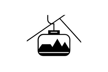 Obraz premium Ski lift icon, black. Vector and glyph